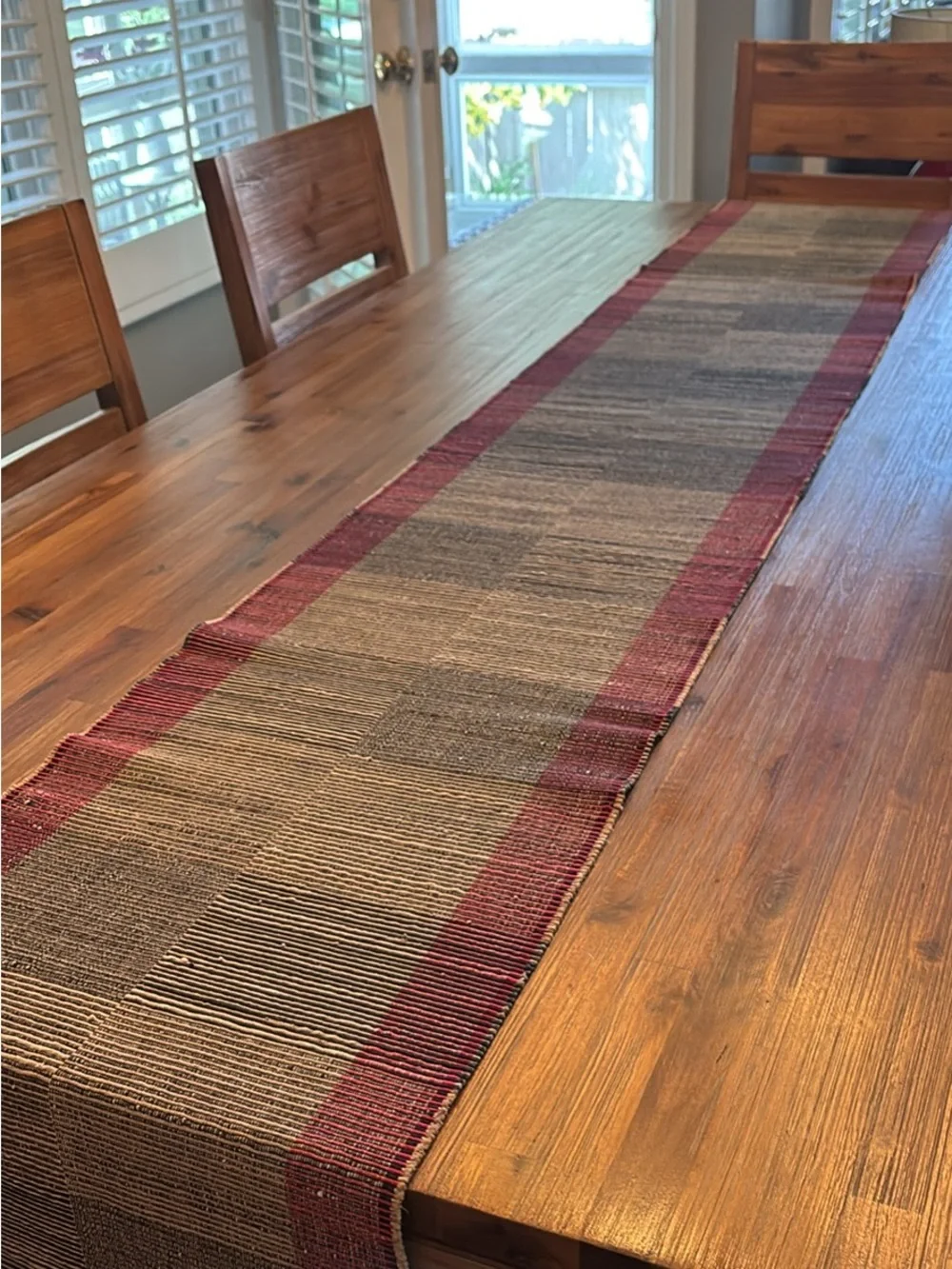 West Elm Striped Table Runner in Beige, Black & Pink